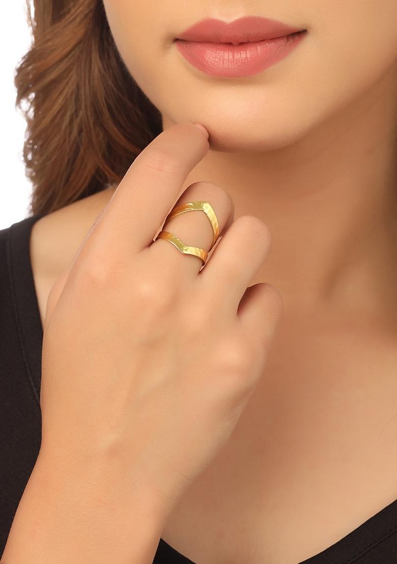 Gold Gold Plated Adjustable Finger Ring