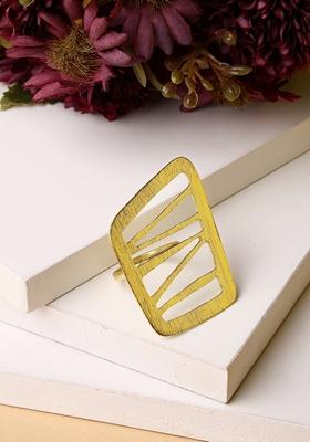 Gold Gold Plated Solid Adjustable Finger Ring