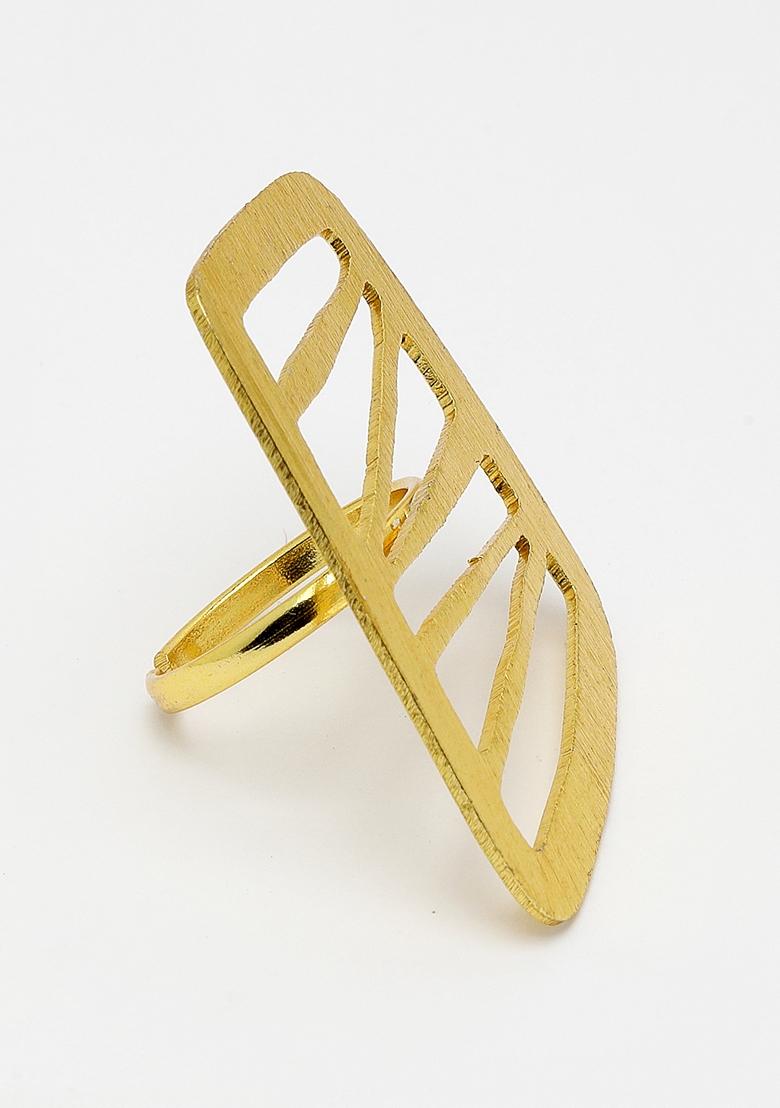 Gold Gold Plated Solid Adjustable Finger Ring