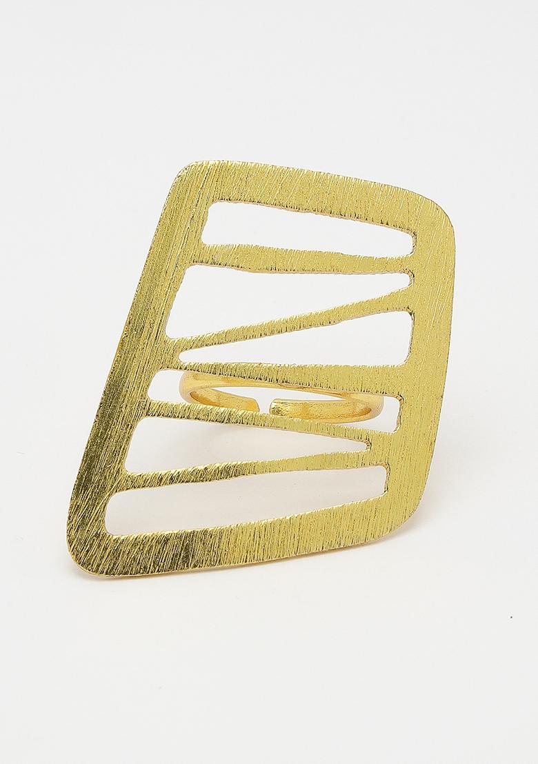 Gold Gold Plated Solid Adjustable Finger Ring