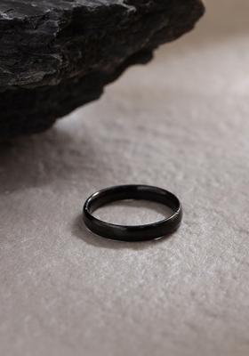 Silver Black Stainlessteel Finger Ring For Men