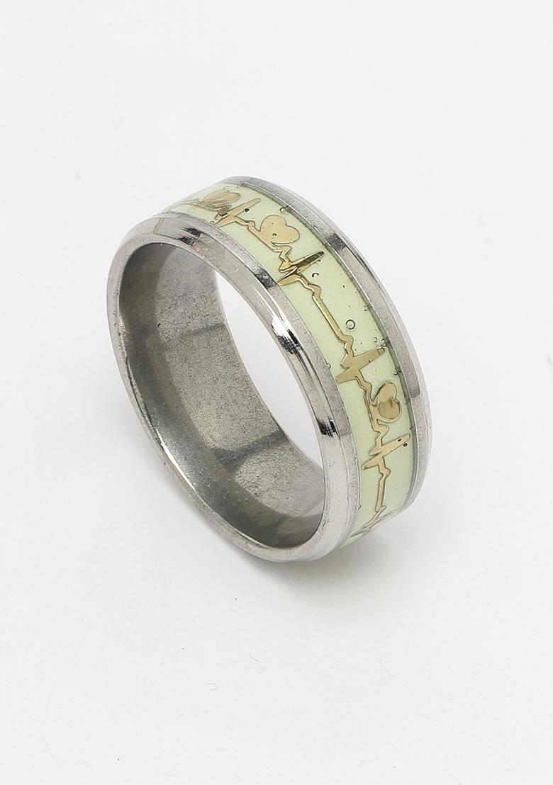 Black Rhodium Plated Silver Toned Stainlessteel Finger Ring For Men