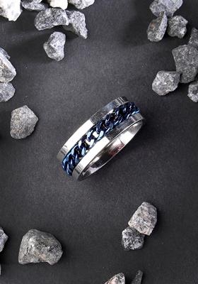 Silver Rhodium Plated Stainlessteel Finger Ring For Men