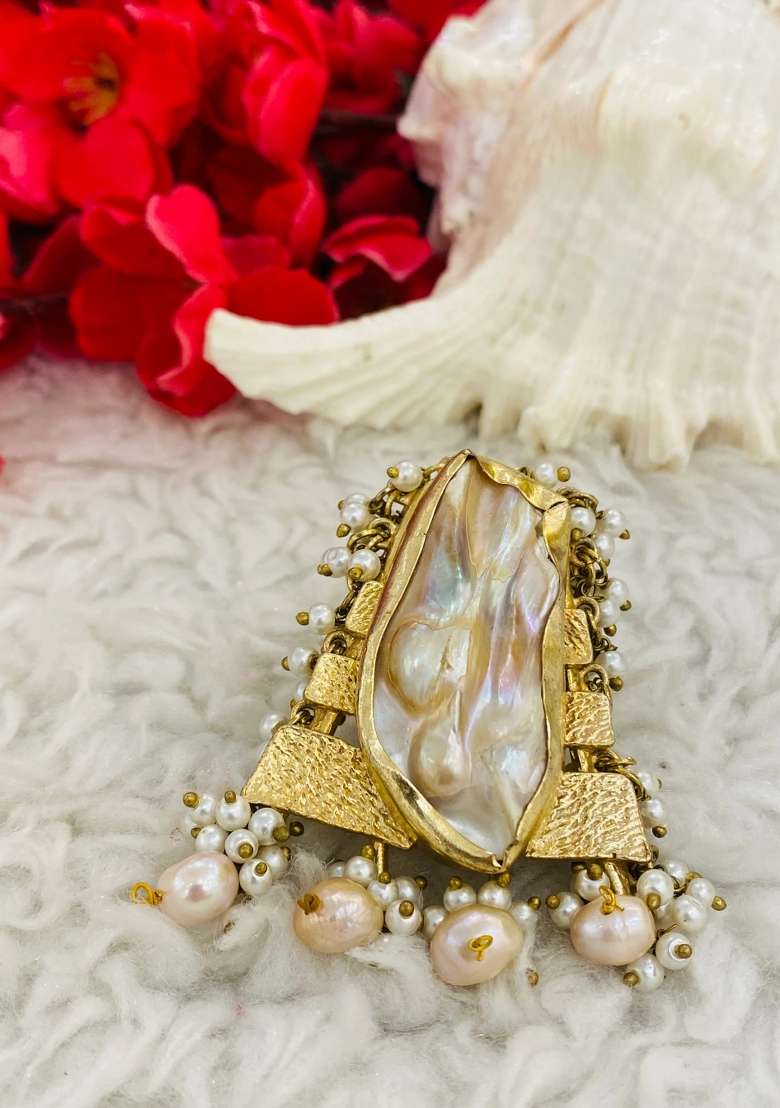 White Pearl Tower Elegant Handcrafted Ring - Indya