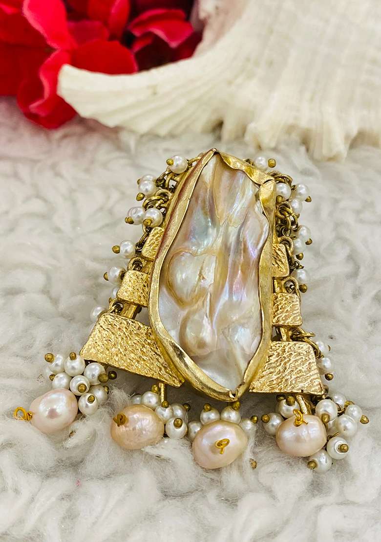 White Pearl Tower Elegant Handcrafted Ring - Indya