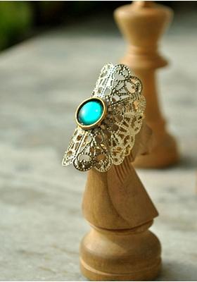Green Filigree Mixed Alloy Ring
