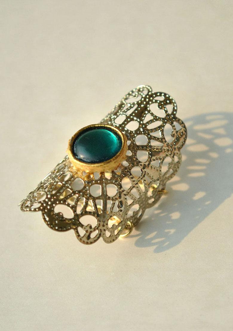 Green Filigree Mixed Alloy Ring