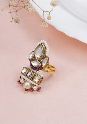Dark Purple Kundan Mixed Alloy Ring
