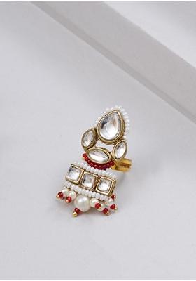 Red Kundan Mixed Alloy Ring