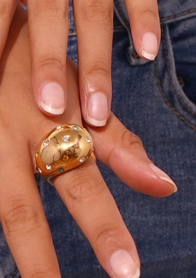 Multi Waterproof Antitarnish Encrusted Teardrop Ring