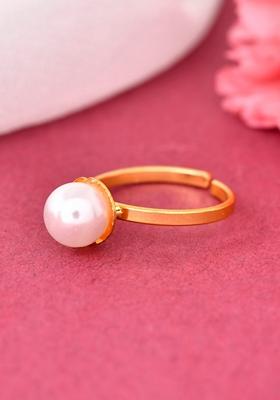 Gold Plated One Pearl Ring