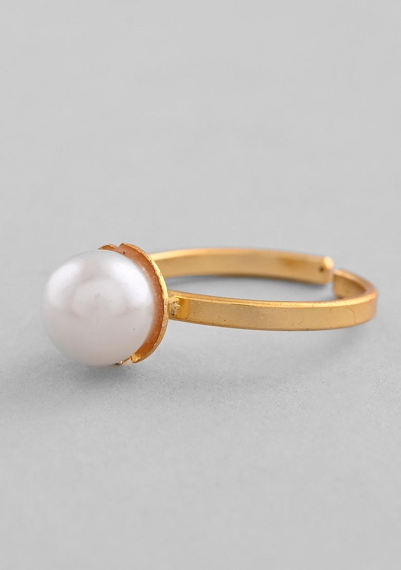 Gold Plated One Pearl Ring