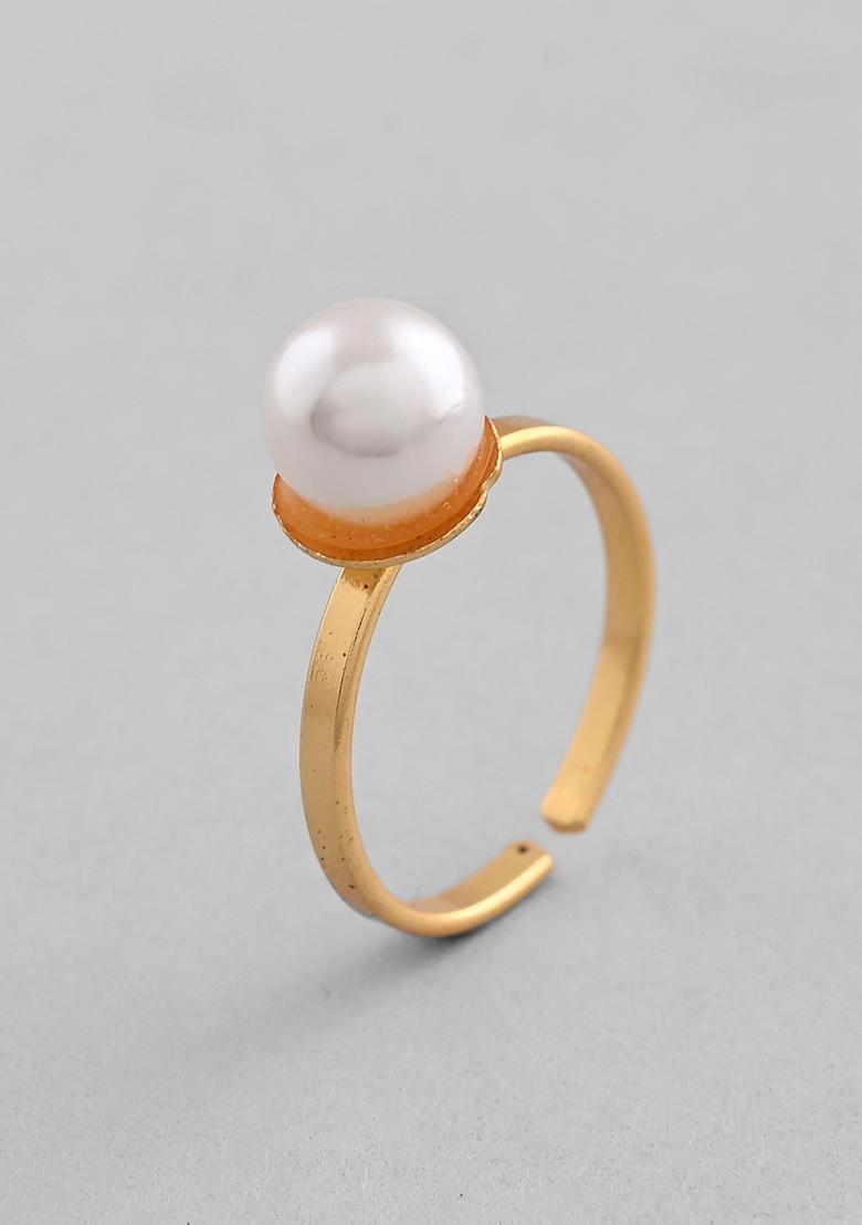 Gold Plated One Pearl Ring