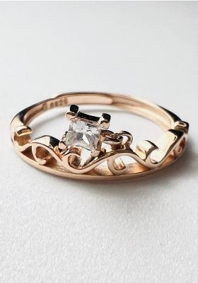 Rose Gold Solitaire Adjustable 925 Sterling Silver Ring