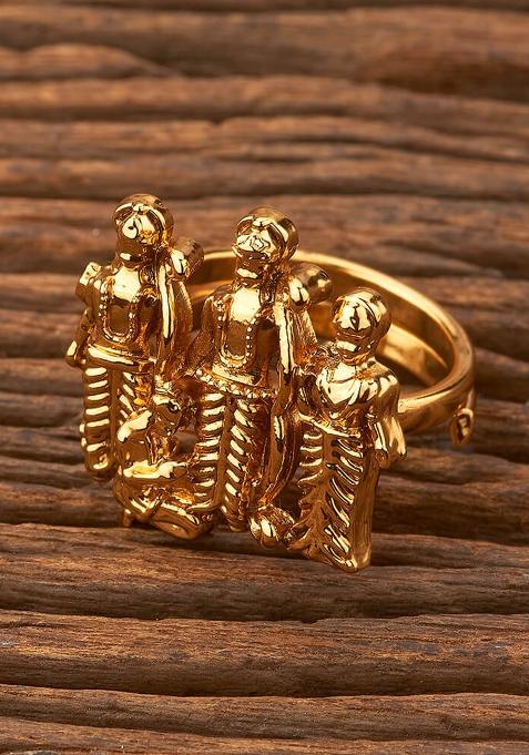 Golden Kundan Finger Ring