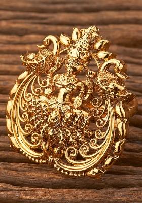 Golden Kundan Finger Ring