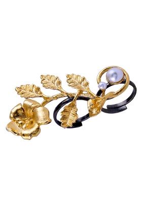 Golden White Black Kundan Finger Ring