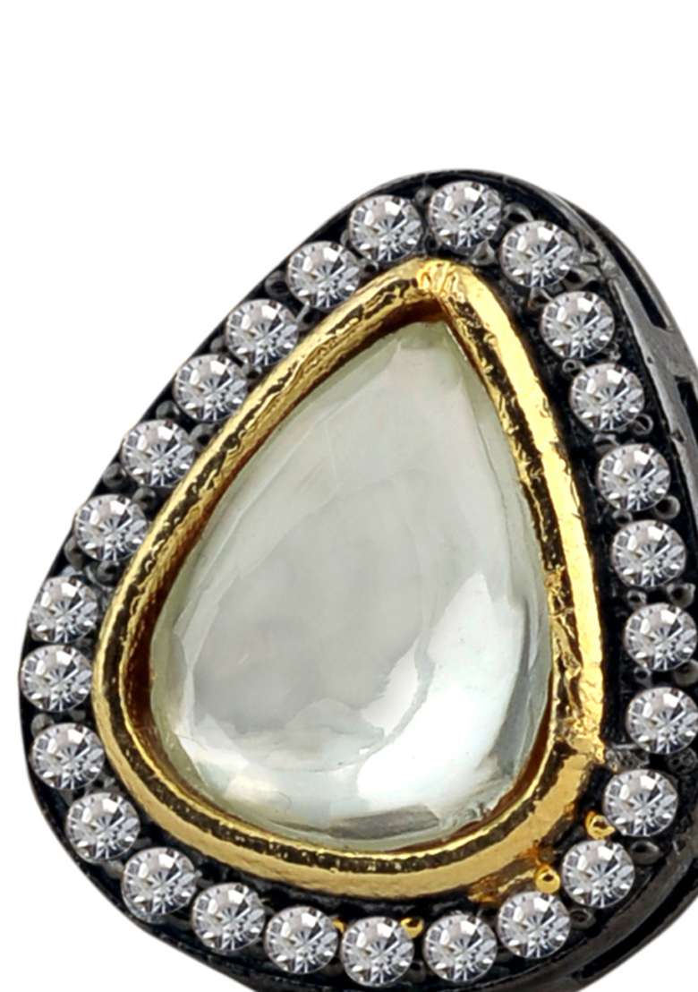 Black White Victorian Finger Ring - Indya