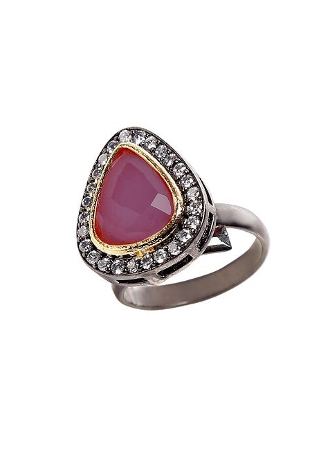 Black White Ruby Victorian Finger Ring