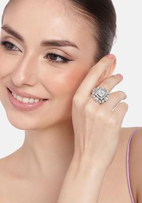 Silver Studded Rhodium Plated Ring