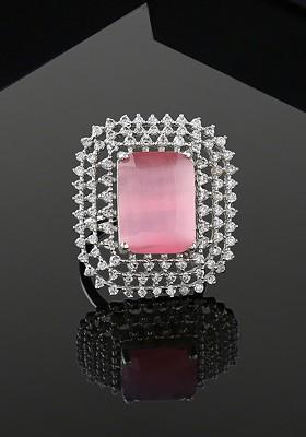 Silver Studded Rhodium Plated Ring