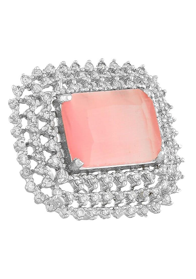 Silver Studded Rhodium Plated Ring