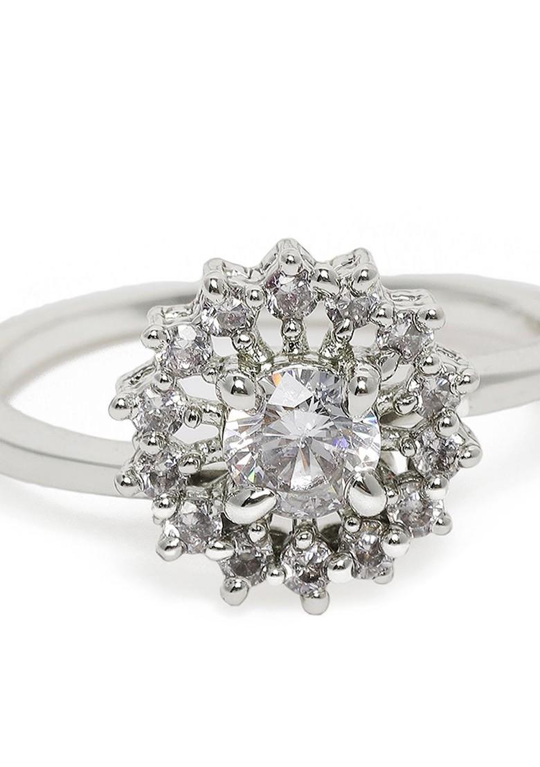 Silver Studded Rhodium Plated Ring