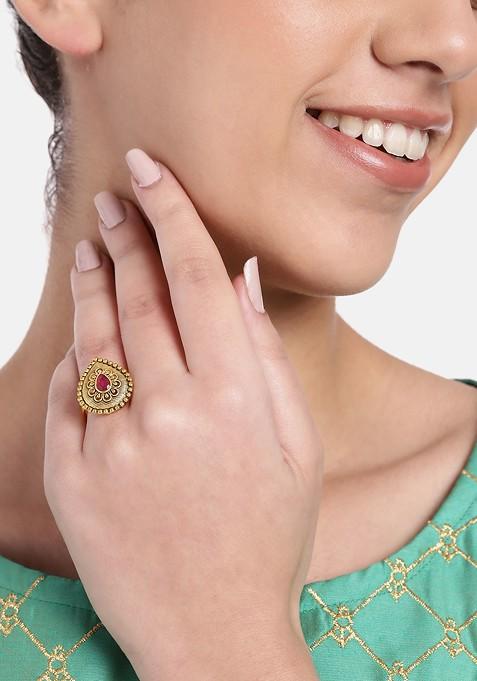 Gold Studded Gold Plated Ring