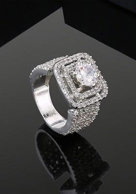 Silver Studded Rhodium Plated Ring