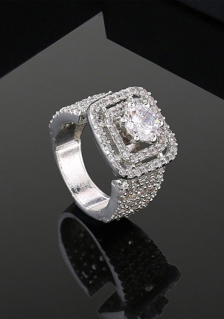 Silver Studded Rhodium Plated Ring