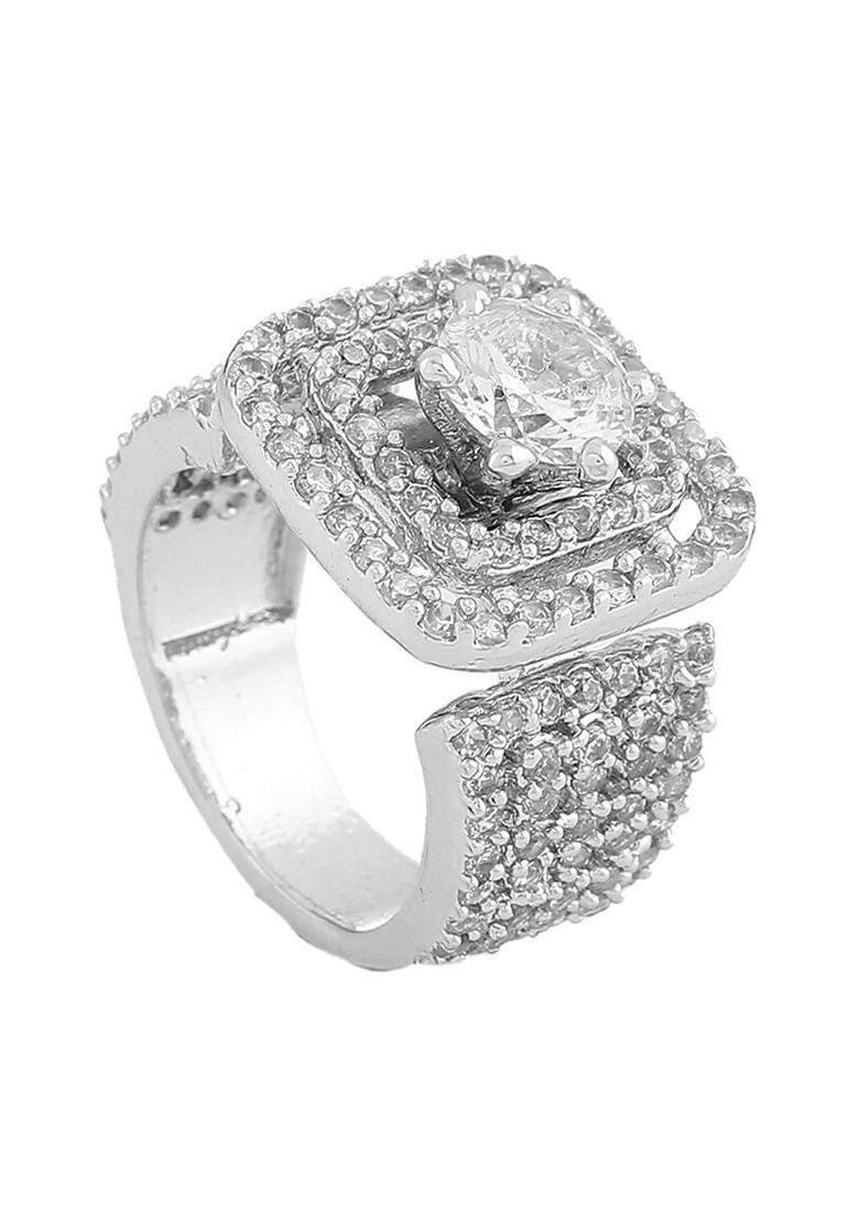 Silver Studded Rhodium Plated Ring