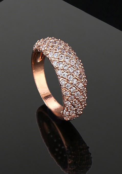 Rose Gold Studded Gold Plated Ring