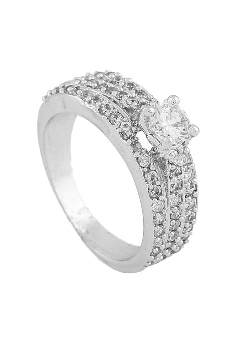 Silver Studded Rhodium Plated Ring