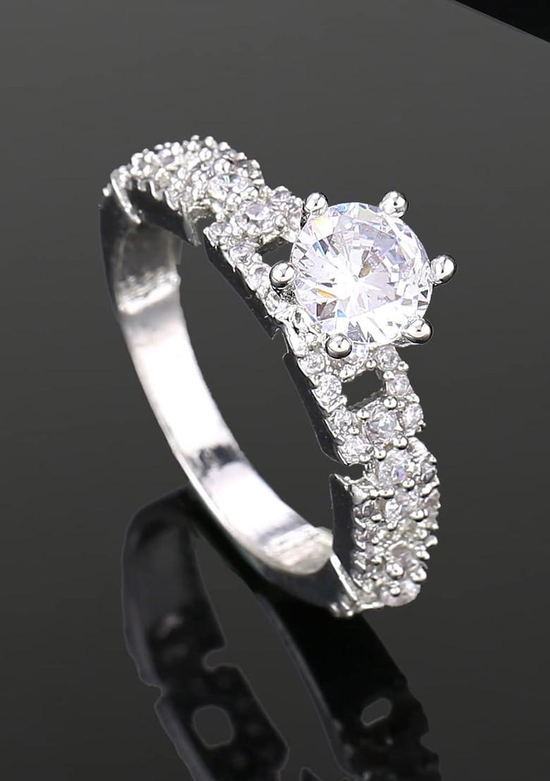 Silver Studded Rhodium Plated Ring