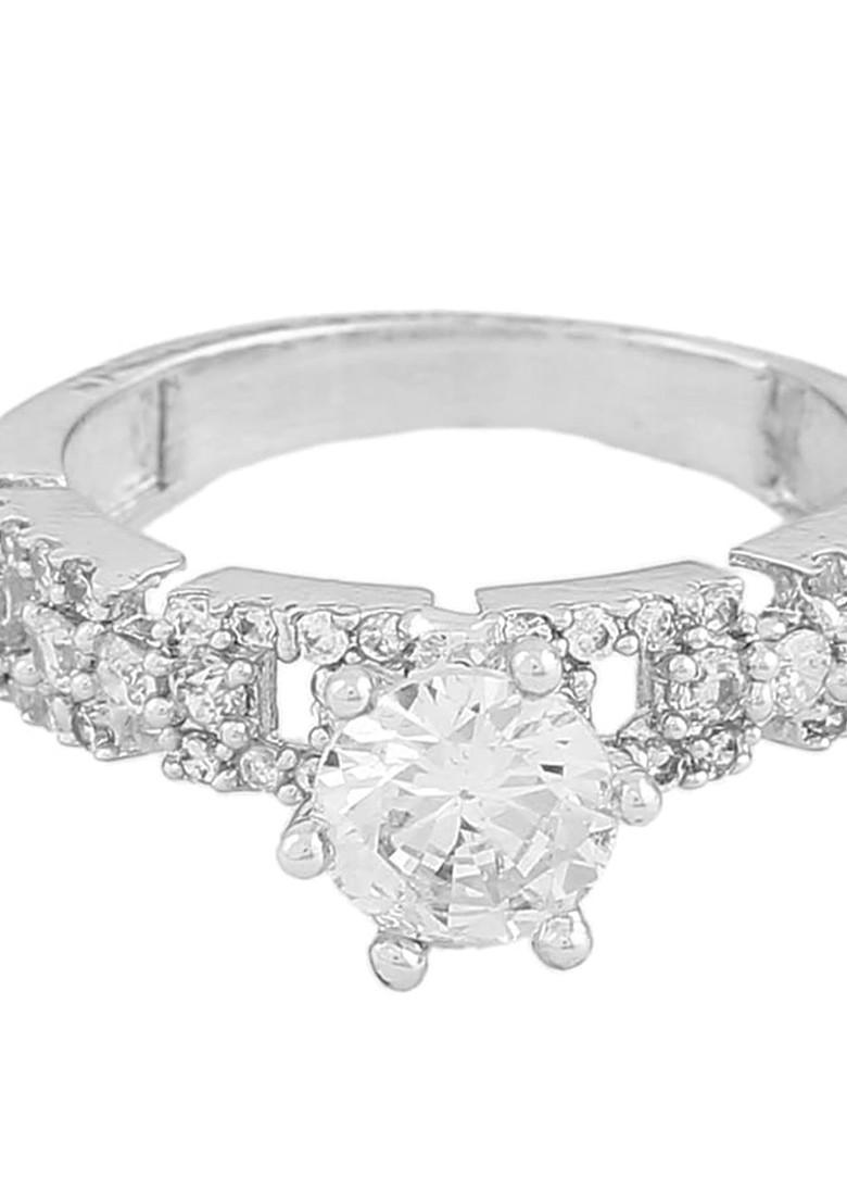 Silver Studded Rhodium Plated Ring