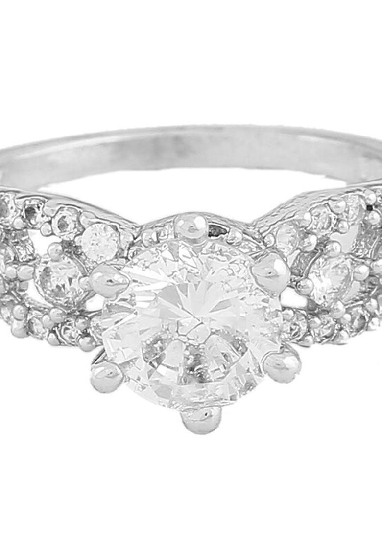 Silver Studded Rhodium Plated Ring