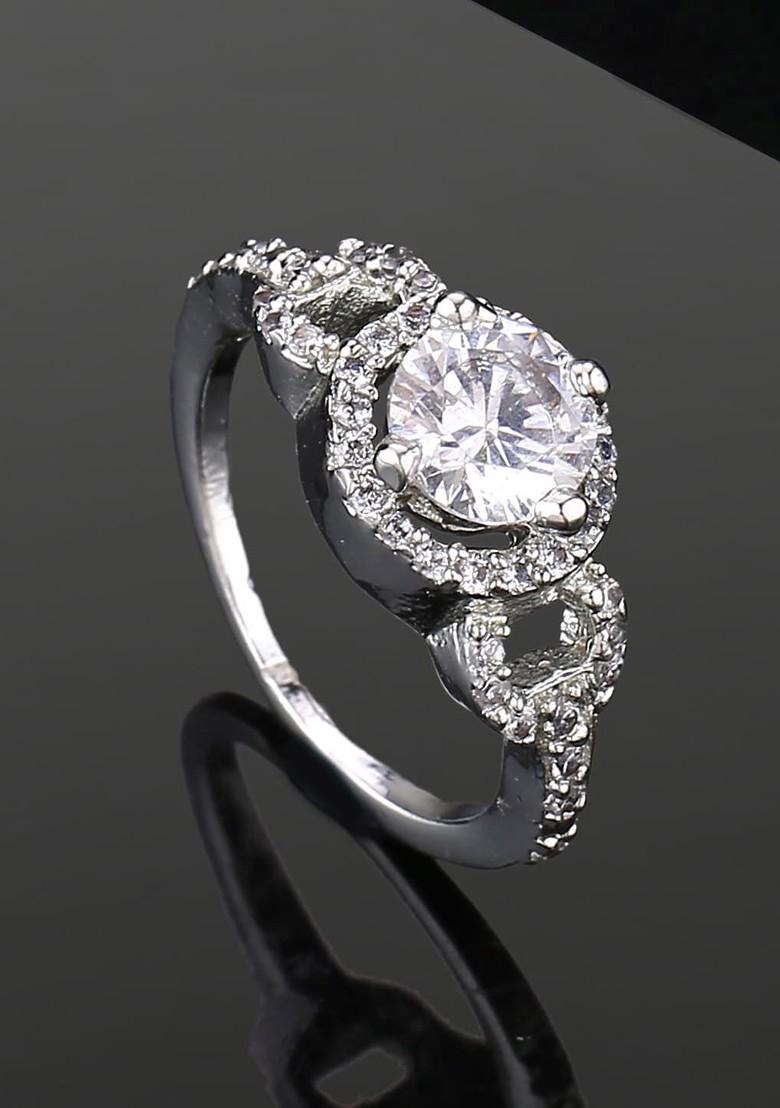 Silver Studded Rhodium Plated Ring