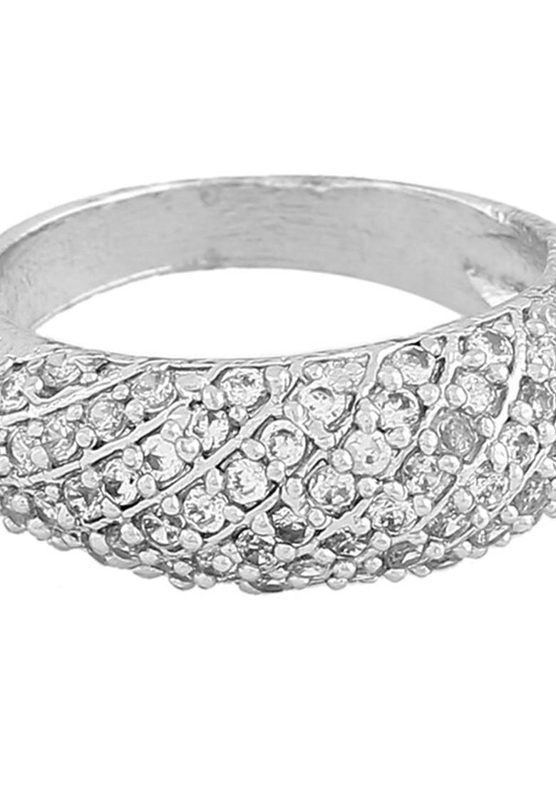 Silver Studded Rhodium Plated Ring