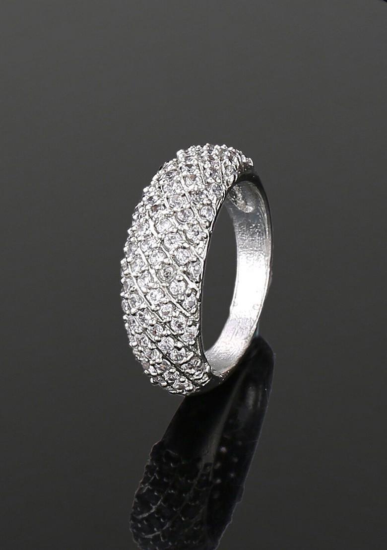 Silver Studded Rhodium Plated Ring