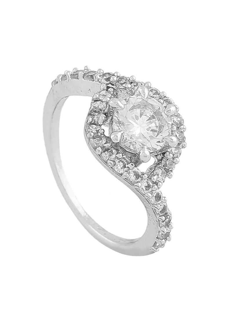 Silver Studded Rhodium Plated Ring