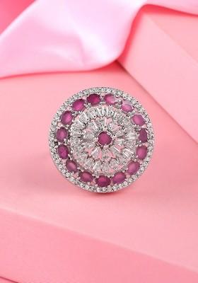Silver Studded Rhodium Plated Ring