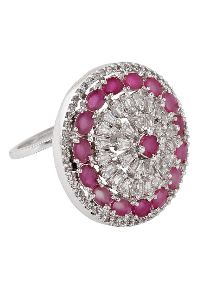 Silver Studded Rhodium Plated Ring