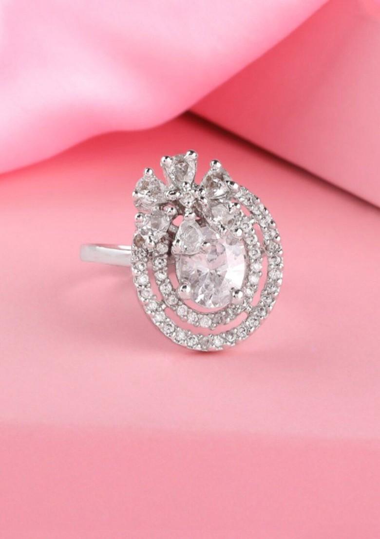Silver Studded Rhodium Plated Ring