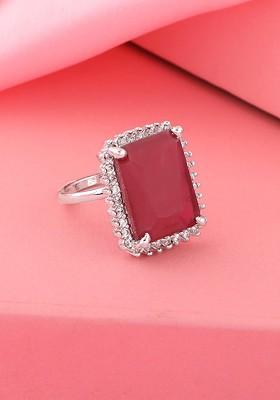 Silver Studded Rhodium Plated Ring