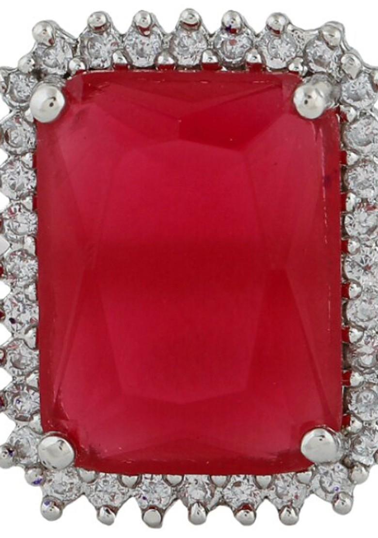 Silver Studded Rhodium Plated Ring