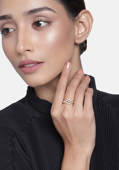 Purple Cz Gold Plated Ring