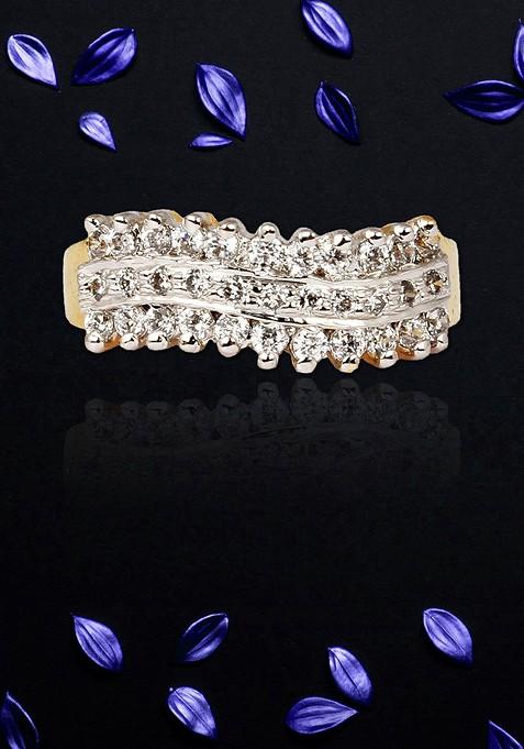 Gold Zirconia Studded Gold Plated Ring