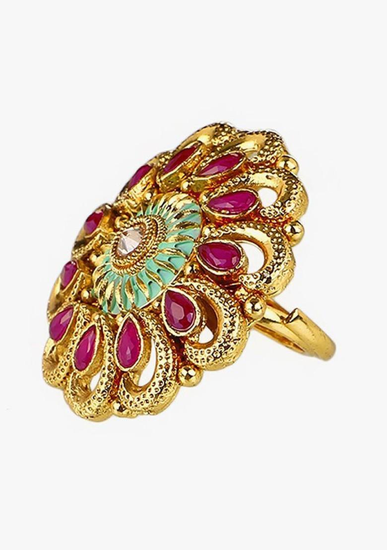Gold Stone Studded  Gold Plated Ring