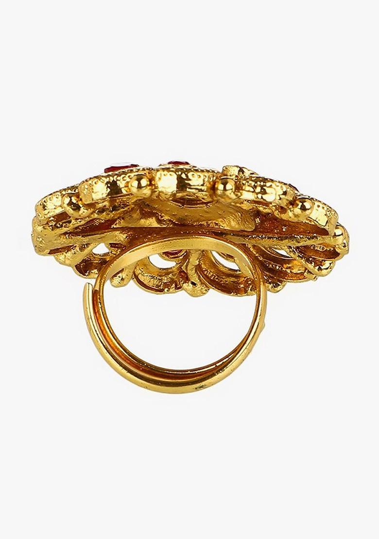 Gold Stone Studded  Gold Plated Ring