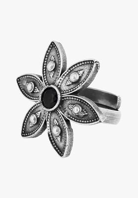 Silver Stone Studded  Silver Plated  Ring